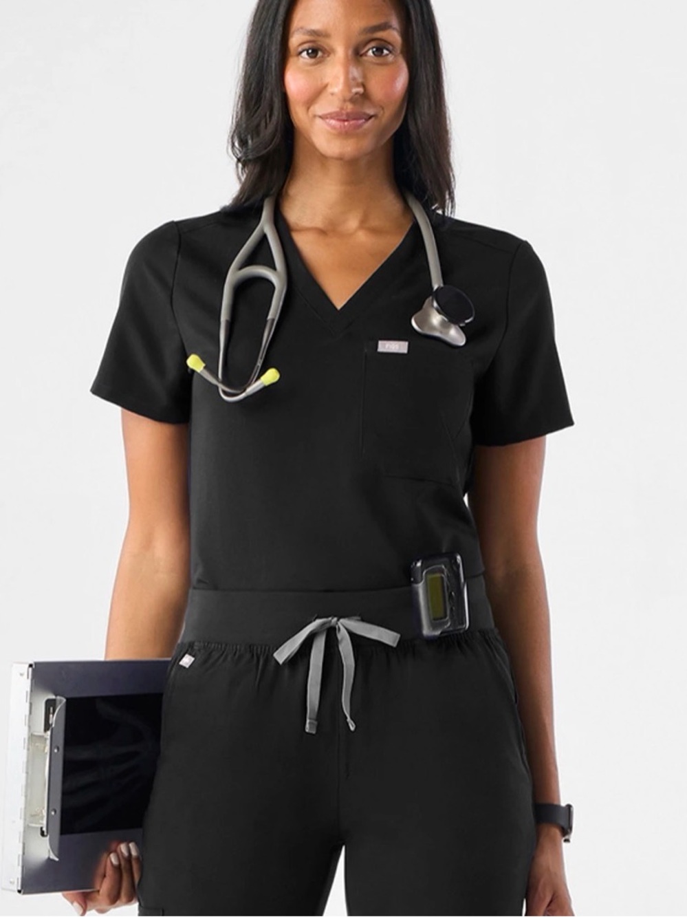 Figs women’s Black V-Neck Scrub Top